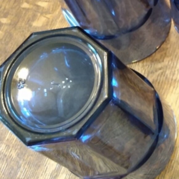 Libbey Gibraltar Dusky Blue Heavy Pressed 16 Ounce Drinking Glasses (2) - Picture 5 of 7